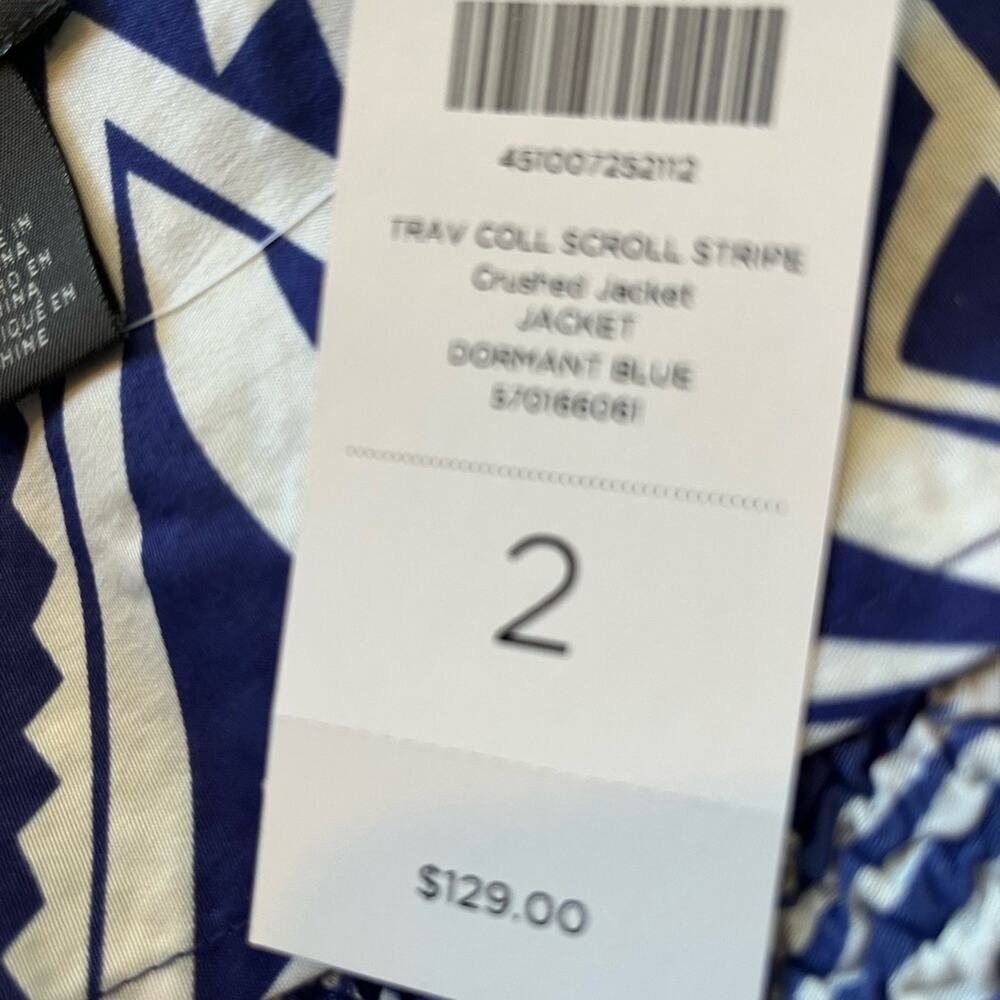 NWT Traveler's Collection by Chico's Scroll Stripe Crushed Jacket Size 2 - Picture 6 of 7